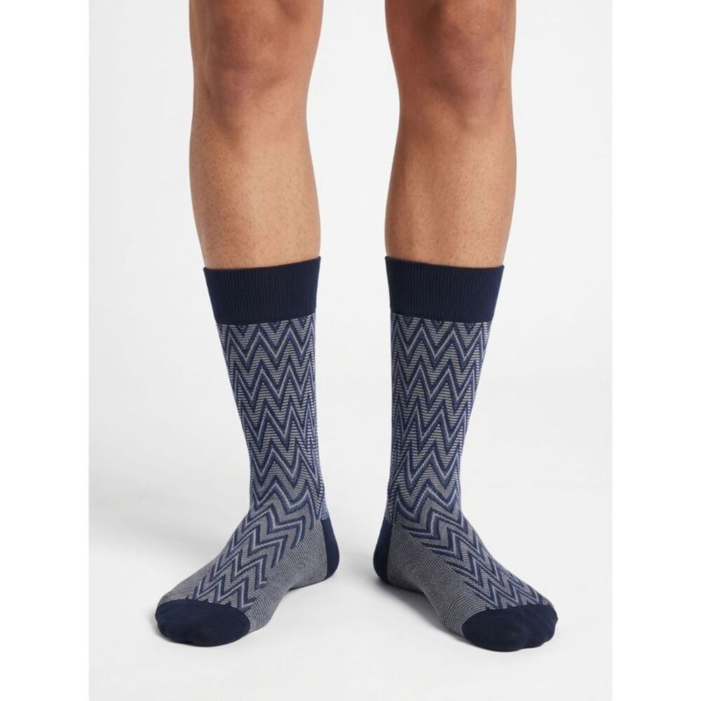 Missoni Navy Mens Classic Chevron Crew Socks-L